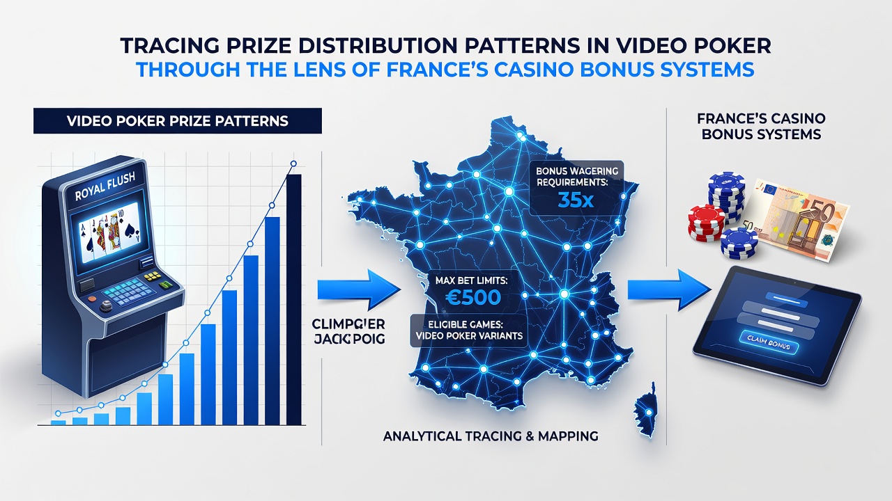 Infographic illustrating how French casino bonus systems affect video poker prize allocation over multiple gaming sessions